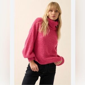 Women’s John David Vintage Pink knit Lightweight Turtleneck Sweater Size Medium